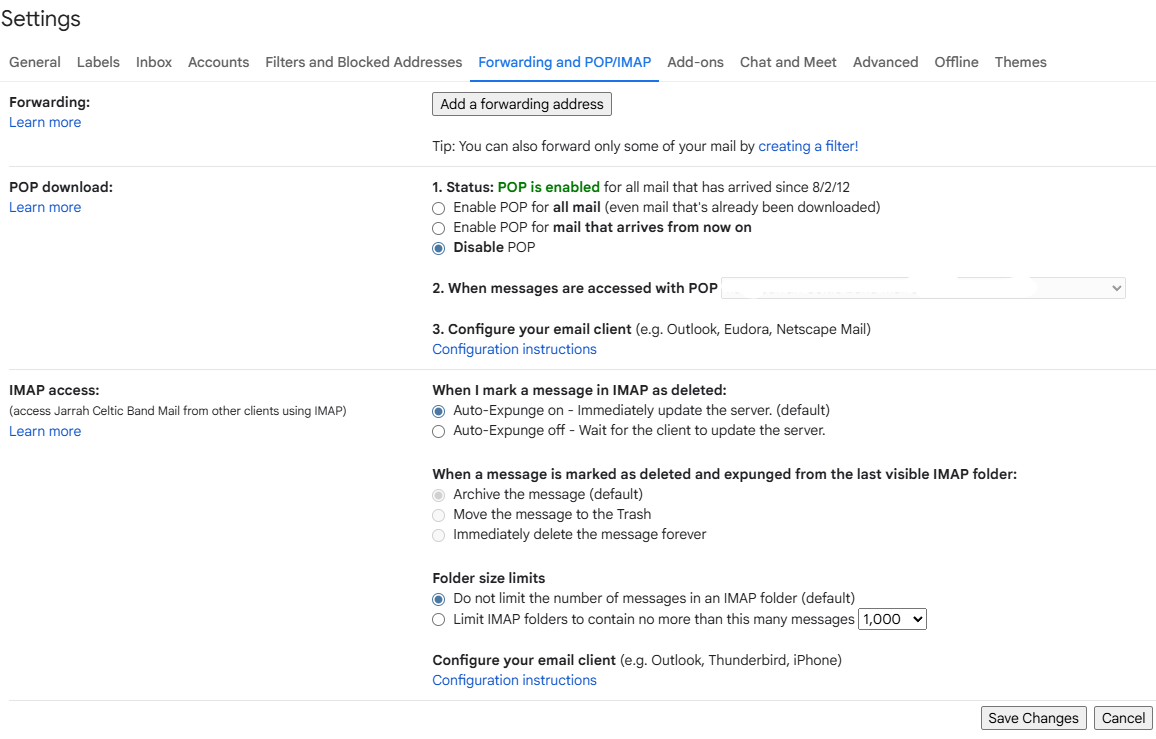 outlook new gmail auto expunge
